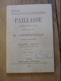 R. LEONCAVALLO / PAILLASSE - drame en 2 actes / CHOUDENS 1932